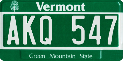VT license plate AKQ547