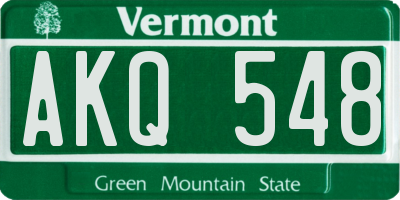 VT license plate AKQ548