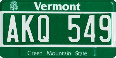 VT license plate AKQ549