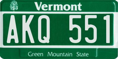 VT license plate AKQ551