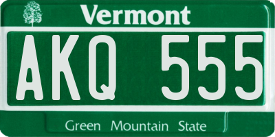 VT license plate AKQ555