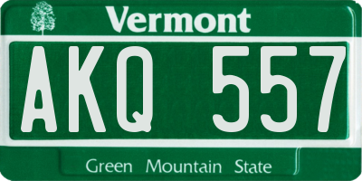 VT license plate AKQ557