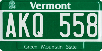 VT license plate AKQ558