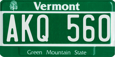 VT license plate AKQ560