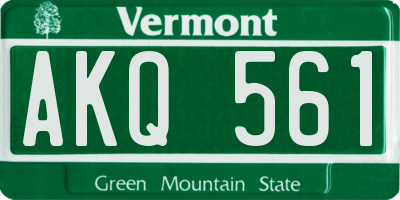 VT license plate AKQ561