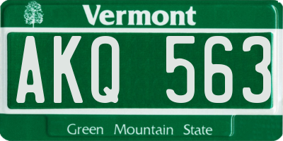 VT license plate AKQ563