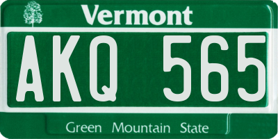 VT license plate AKQ565