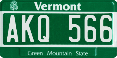VT license plate AKQ566