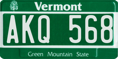 VT license plate AKQ568
