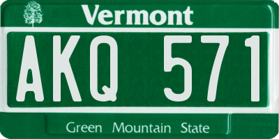 VT license plate AKQ571
