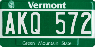 VT license plate AKQ572