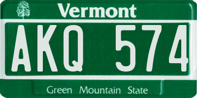 VT license plate AKQ574