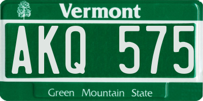 VT license plate AKQ575
