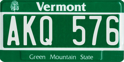VT license plate AKQ576