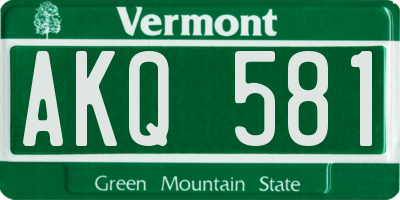 VT license plate AKQ581