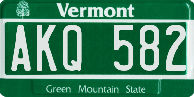 VT license plate AKQ582