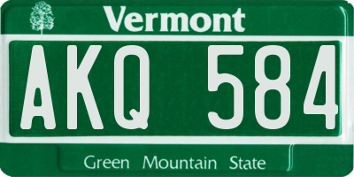 VT license plate AKQ584