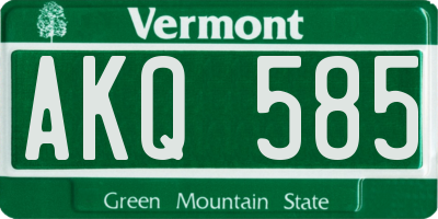 VT license plate AKQ585