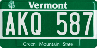 VT license plate AKQ587