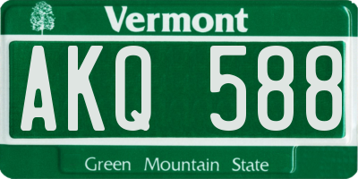 VT license plate AKQ588
