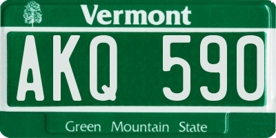 VT license plate AKQ590