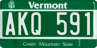 VT license plate AKQ591