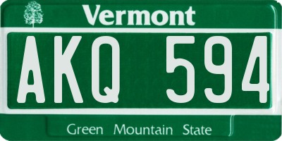 VT license plate AKQ594
