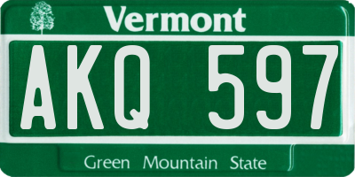 VT license plate AKQ597