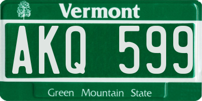 VT license plate AKQ599