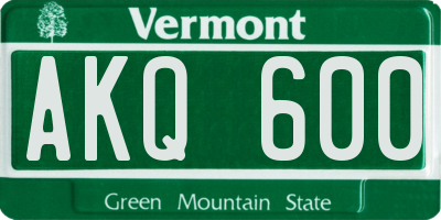 VT license plate AKQ600