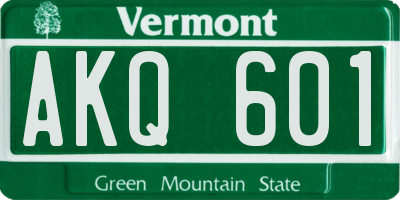 VT license plate AKQ601