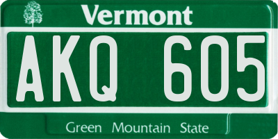 VT license plate AKQ605
