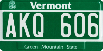 VT license plate AKQ606