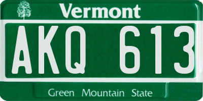 VT license plate AKQ613