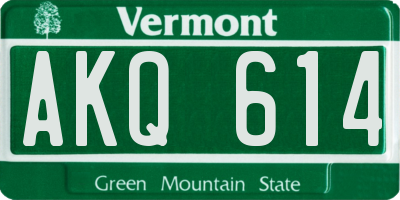 VT license plate AKQ614