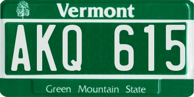 VT license plate AKQ615