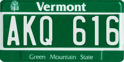 VT license plate AKQ616