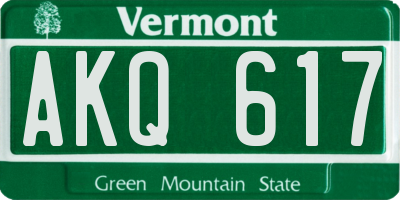 VT license plate AKQ617