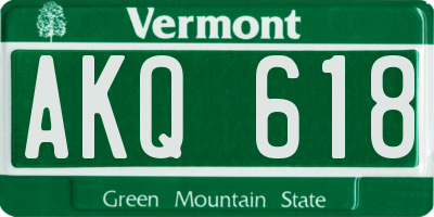 VT license plate AKQ618
