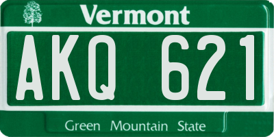 VT license plate AKQ621