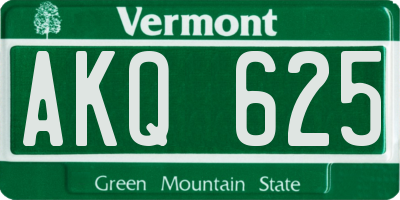 VT license plate AKQ625