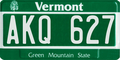 VT license plate AKQ627