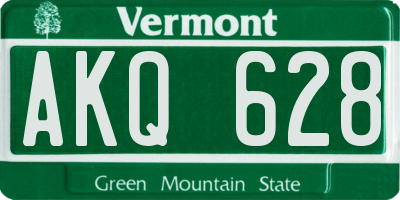 VT license plate AKQ628