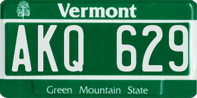 VT license plate AKQ629