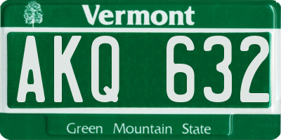 VT license plate AKQ632