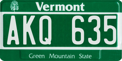 VT license plate AKQ635