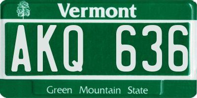 VT license plate AKQ636