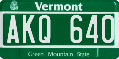 VT license plate AKQ640