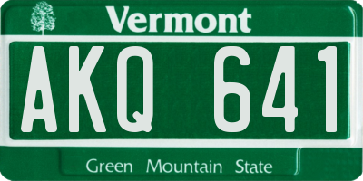 VT license plate AKQ641