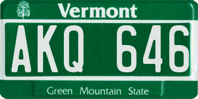 VT license plate AKQ646
